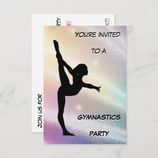 Gymnastics Party Shimmer Invitation (Front/Back)