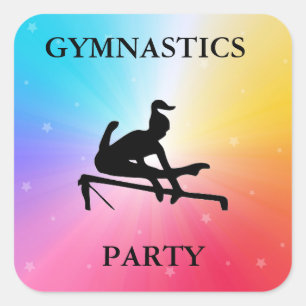 GYMNASTICS PARTY SQUARE STICKERS