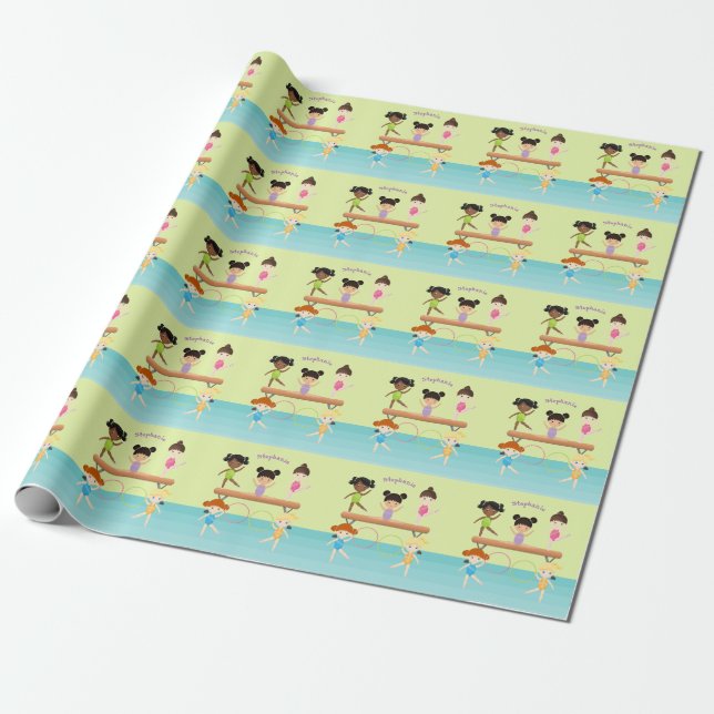 Gymnastics Party Wrapping Paper (Unrolled)