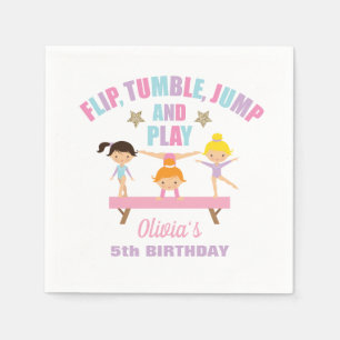 Gymnastics pastel birthday napkin