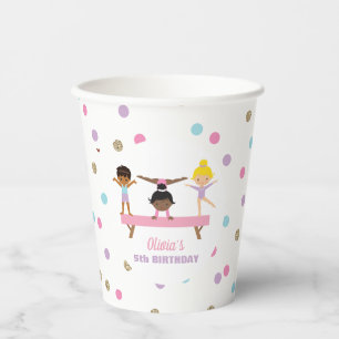 Gymnastics pastel birthday paper cups