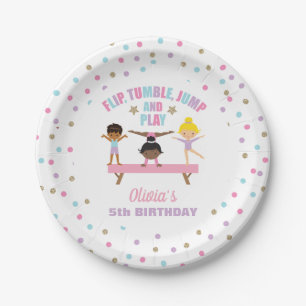 Gymnastics pastel birthday paper plate
