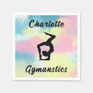 Gymnastics Pastel Pink Blue Yellow Personalised Napkin
