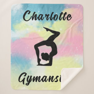 Gymnastics Pastel Pink Blue Yellow Personalised Sherpa Blanket