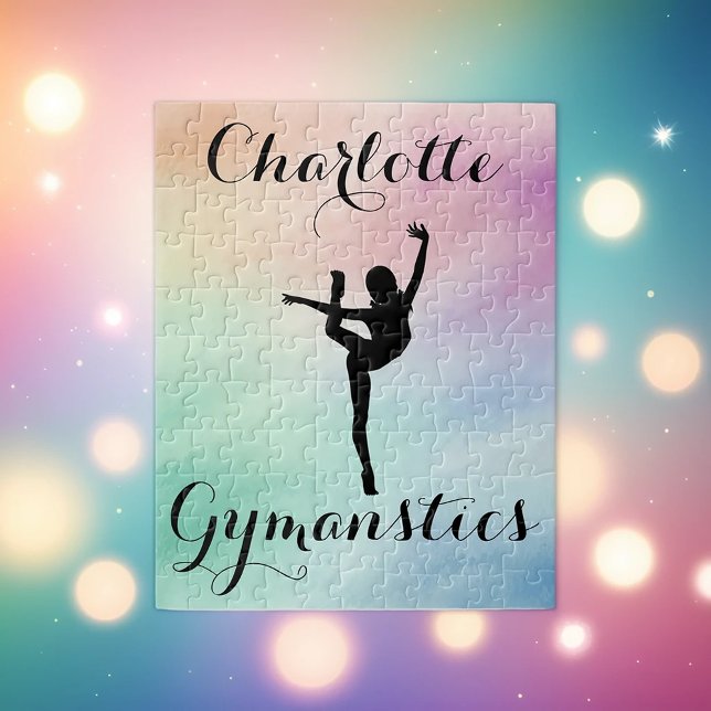 Gymnastics Pastel Purple Green Personalised Jigsaw Puzzle (Creator Uploaded)