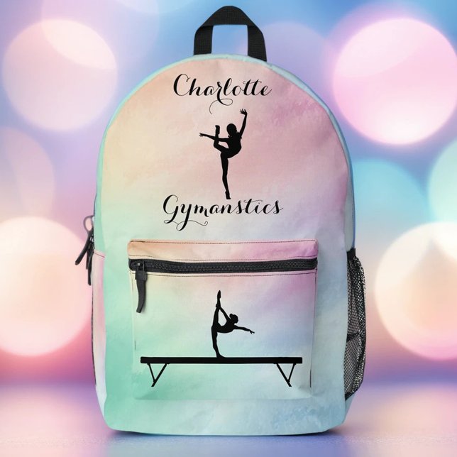 Gymnastics Pastel Purple Green Personalised Printed Backpack (Creator Uploaded)