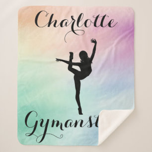 Gymnastics Pastel Purple Green Personalised Sherpa Blanket