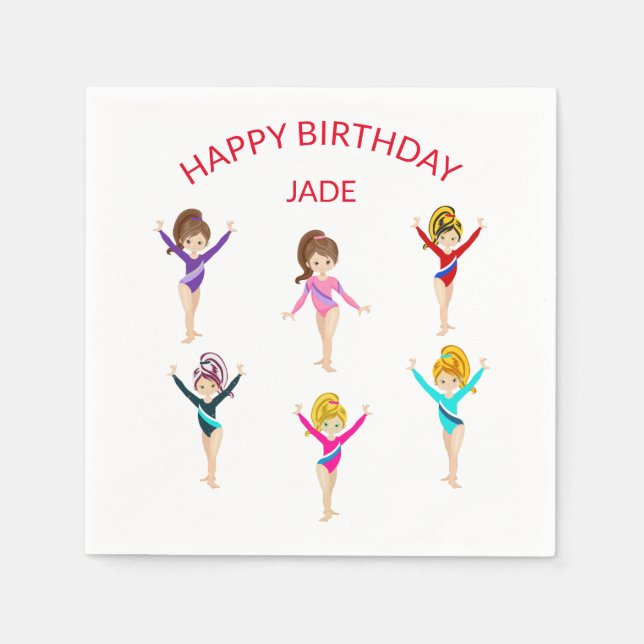 Gymnastics personalised BIRTHDAY    Napkin (Front)