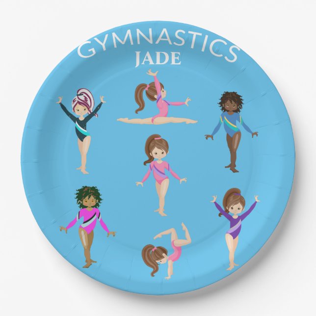 Gymnastics personalised gymnast PAPER PLATES (Front)