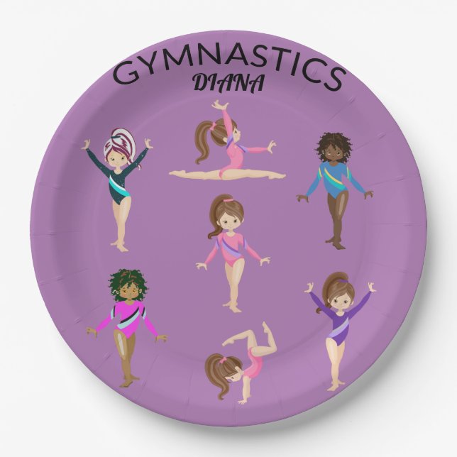 Gymnastics personalised gymnast PAPER PLATES (Front)