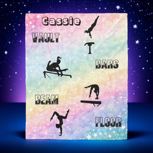 Gymnastics Personalised Vault, Bars, Beam & Floor  Fleece Blanket (Creator Uploaded)