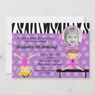 Gymnastics Photo Birthday Invitations