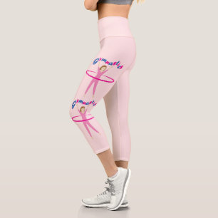 Gymnastics Pink hula hoop girl Custom name Capri Leggings