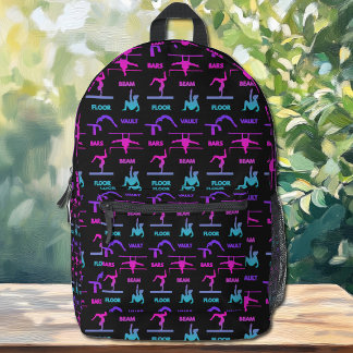 Gymnastics Pink Purple Turquoise Vault Bars Beam Printed Backpack