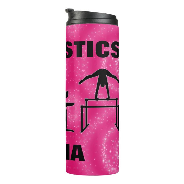 Gymnastics Pink Sparkle Swirls   Thermal Tumbler (Rotated Right)