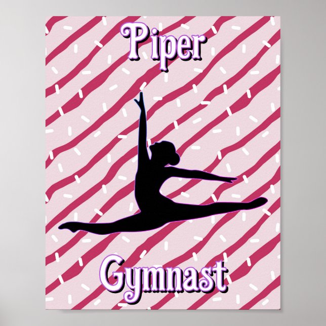 Gymnastics Pink White Peppermint Candy Sprinkle Poster (Front)