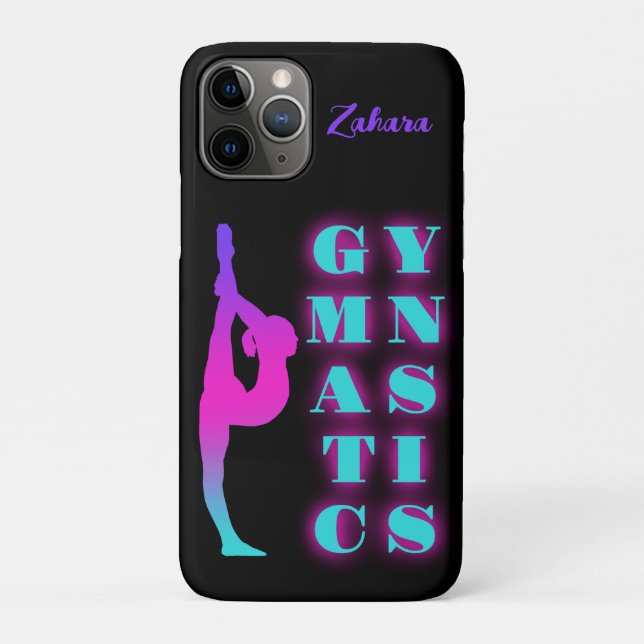 Gymnastics Purple Pink Turquoise Ombre Personalise Case-Mate iPhone Case (Back)