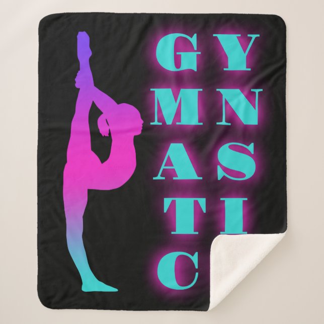 Gymnastics Purple Pink Turquoise Ombre Sherpa Blanket (Front)