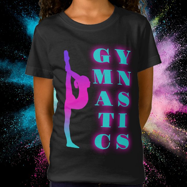 Gymnastics Purple Pink Turquoise Ombre T-Shirt (Gymnastics Purple Pink Turquoise Ombre T-Shirt)