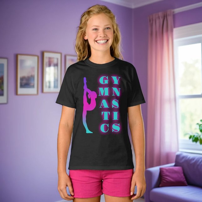 Gymnastics Purple Pink Turquoise Ombre T-Shirt (Creator Uploaded)