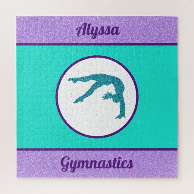 Gymnastics Purple / Turquoise Puzzle (Vertical)