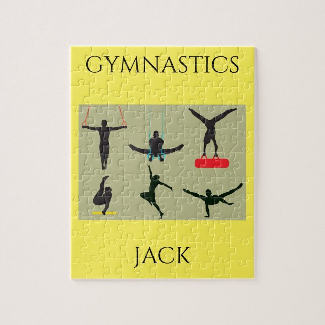 "GYMNASTICS puzzle for boys with personalised name (Vertical)