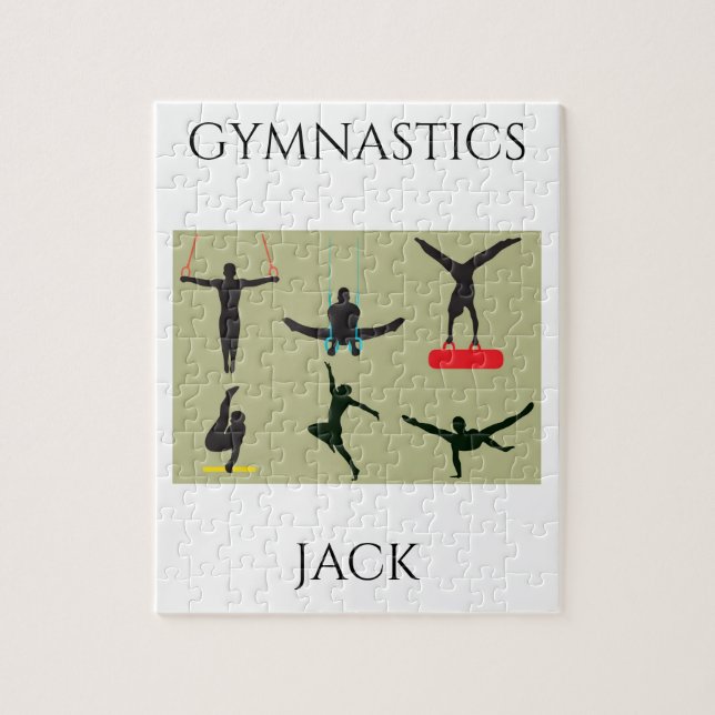 "GYMNASTICS puzzle for boys with personalised name (Vertical)