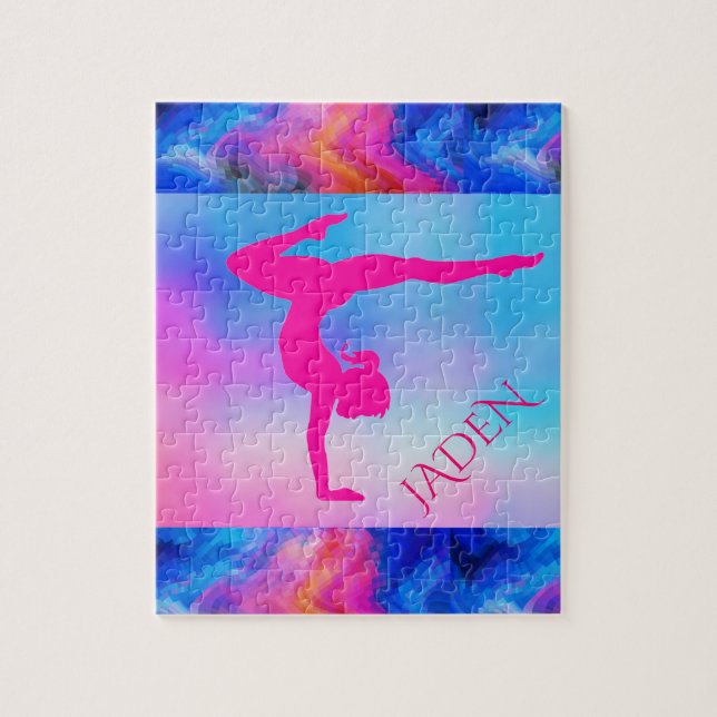 "GYMNASTICS" puzzle with custom name. (Vertical)