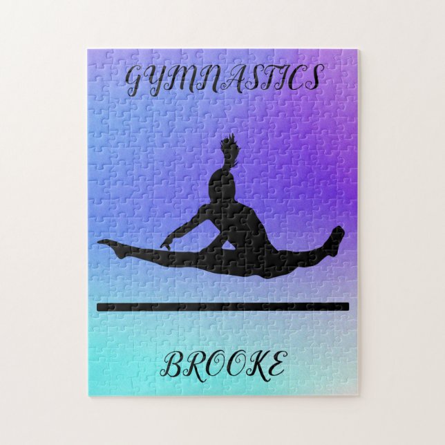 GYMNASTICS PUZZLE with gymnast & custom name. (Vertical)