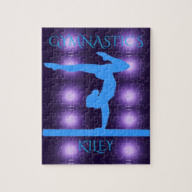 Gymnastics puzzle with purple & gymnast. (Vertical)