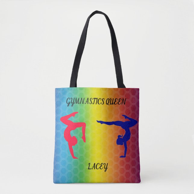 "GYMNASTICS QUEEN" TOTE BAG, PERSONALIZED NAME. BAG (Front)