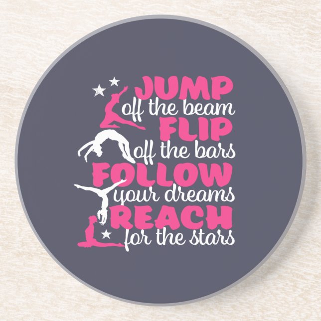 Gymnastics Quote Girl Gymnast Jump Off The Beam Coaster (Front)