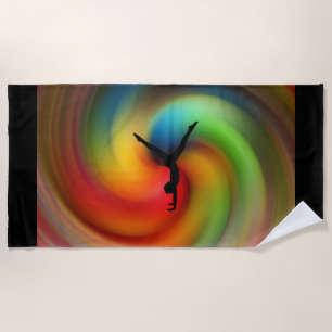 Gymnastics rainbow beach towel. beach towel