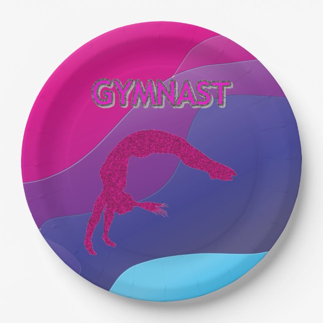 Gymnastics rainbow party paper plates. paper plate (Front)