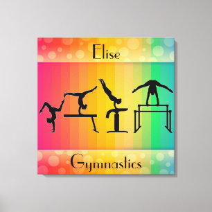Gymnastics Rainbow w/ Girls Gymnastics Events Canvas Print