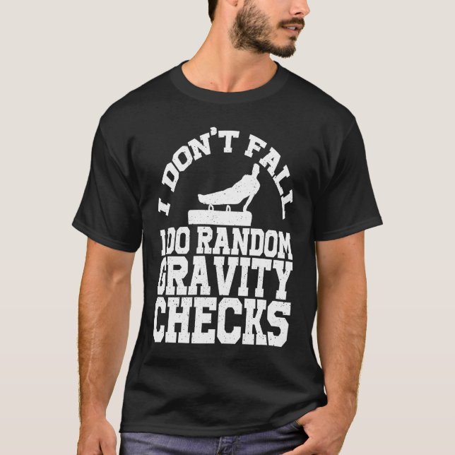 Gymnastics Random Gravity Checks Horse Vaulting T-Shirt (Front)