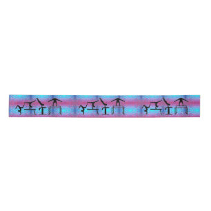 Gymnastics Ribbon in Pink and Blue Satin Ribbon