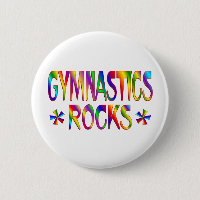 GYMNASTICS ROCKS 6 CM ROUND BADGE (Front)
