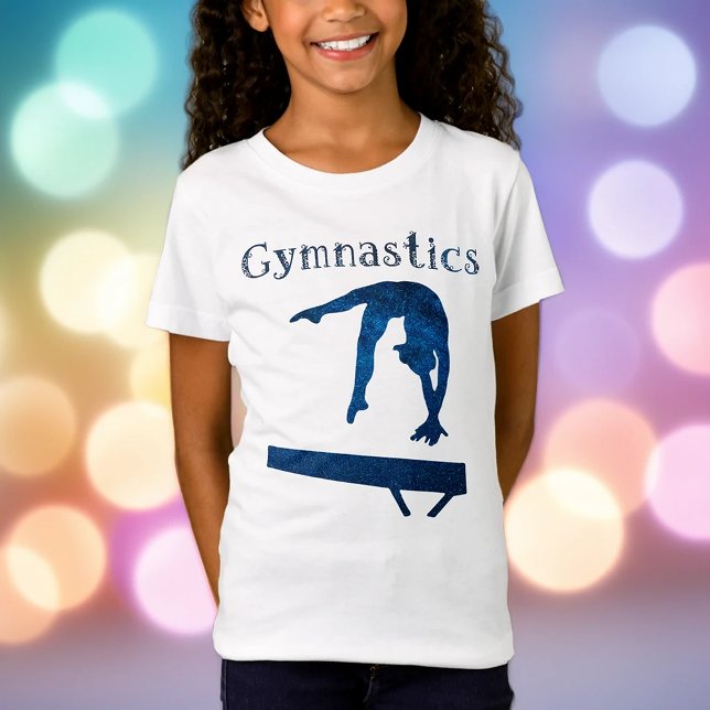 Gymnastics Royal Blue Balance Beam Vine Font T-Shirt (Creator Uploaded)