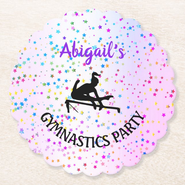 Gymnastics Shades of Colour and Stars All Over Paper Coaster (Front)