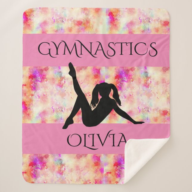 GYMNASTICS SHERPA BLANKET. Personalised name. Sherpa Blanket (Front)