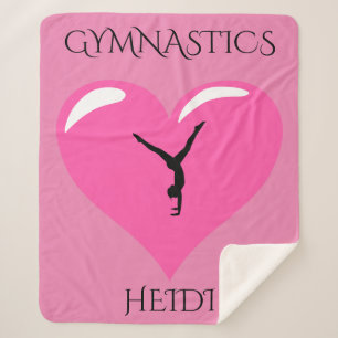 Gymnastics sherpa blanket with personalised name.