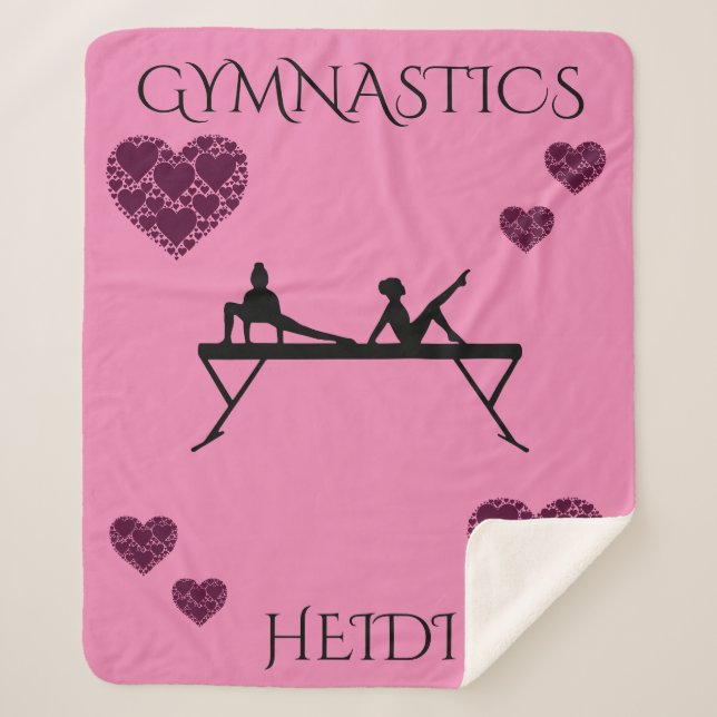 Gymnastics sherpa blanket with personalised name. (Front)