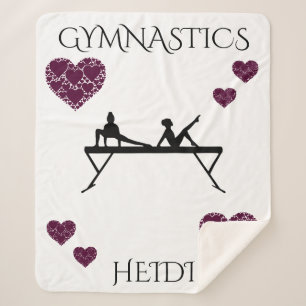 Gymnastics sherpa blanket with personalised name.