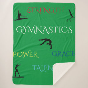 GYMNASTICS SHERPA LARGE BLANKET in green.
