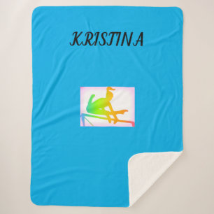 GYMNASTICS SHERPA LARGE BLANKET WITH NAME.