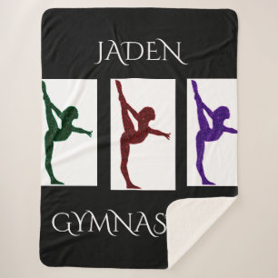 GYMNASTICS SHERPA LARGE BLANKET WITH NAME.