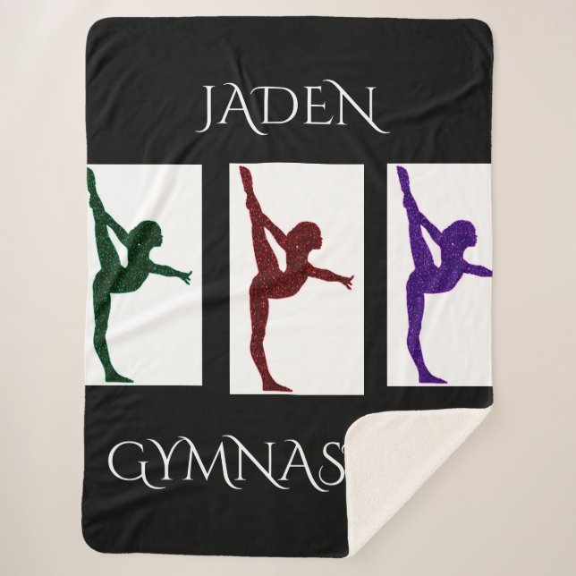 GYMNASTICS SHERPA LARGE BLANKET WITH NAME. (Front)