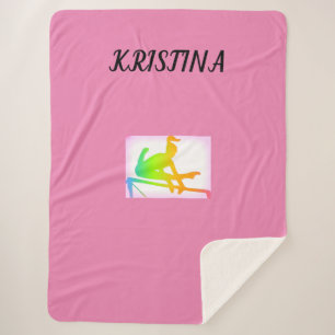 GYMNASTICS SHERPA LARGE BLANKET WITH NAME.