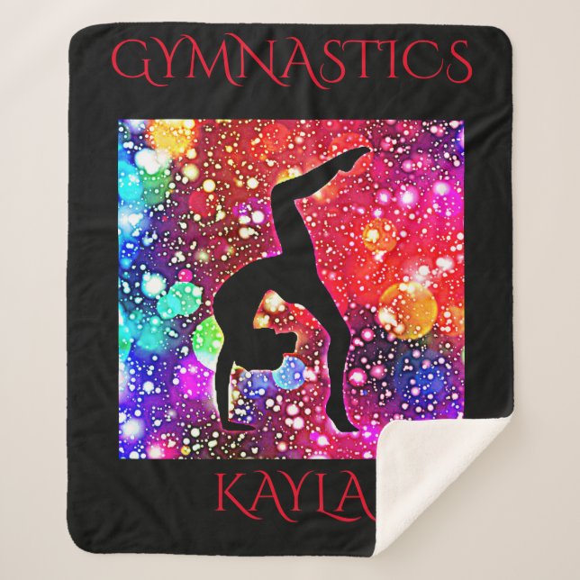 GYMNASTICS SHERPA MEDIUM BLANKET WITH NAME. (Front)